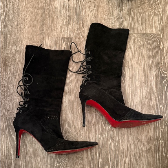 Christian Louboutin Shoes - Christian Louboutin Black Heeled Boots with Red Soles